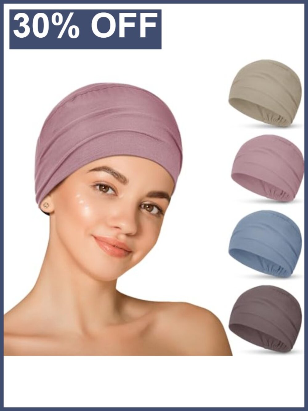 4 Pack Cotton Chemo Sleep Cap for Women Soft Stretchy Breathable Headwear